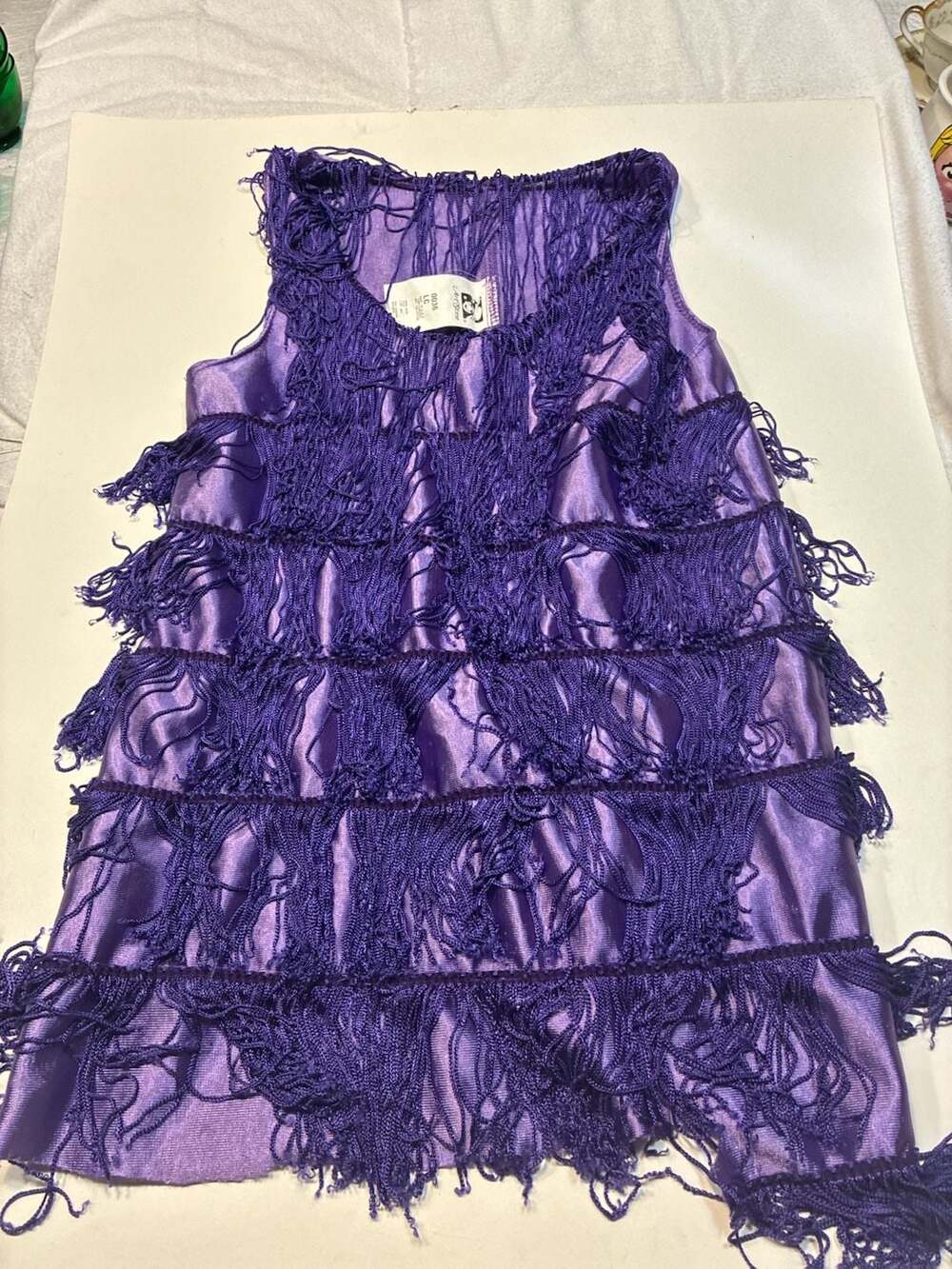 ArtStone Purple Layered Fringe Flapper Style Dance Costume Mini Dress
